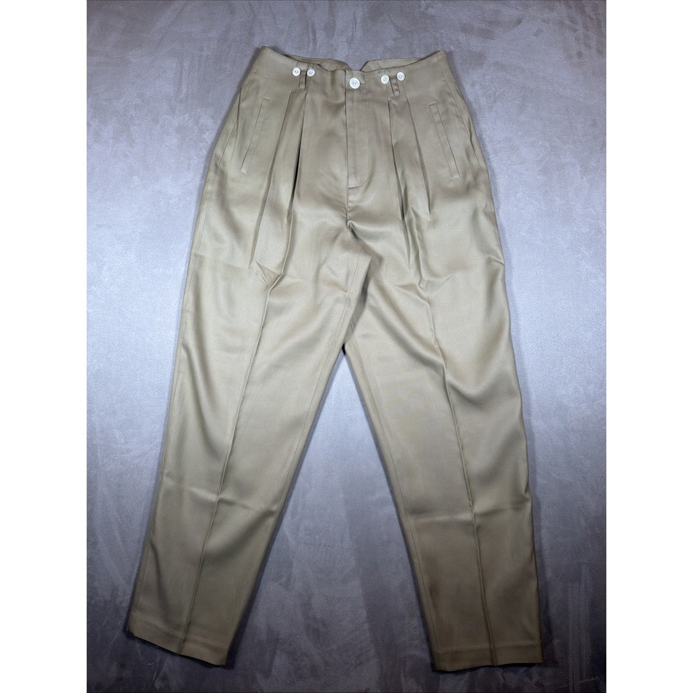 VTG J Peterman 100% Silk Pleated Tapered Pants Women's 10 High Rise Khaki NWOT